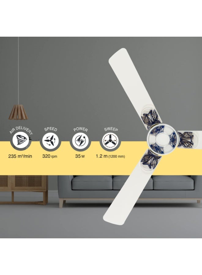 أوشا USHA Onio Kappa Beta 1200MM BLDC 5 Star Energy Efflicient, Dust & Oil Resistant Ceiling Fan (White) - Image 2